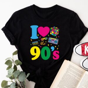 I Love the 90s T-Shirt – Retro 1990s Fancy Dress Costume Tee, Vintage Style Shirt for Men & Women, 90's Party Gig Outfit, Summer Top